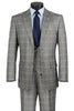 Renaissance Collection - Regular Fit Glen Plaid 3 Piece Suit Gray