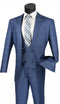 Renaissance Collection - Regular Fit Glen Plaid 3 Piece Suit Oxford Blue