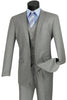 Mens Vested Slim Fit Wool Feel Suit in Medium Grey