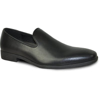 Bravo Mens Classic Plain Toe Slip on Loafer Dress Shoe in Black