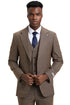 Men's Stacy Adams Modern Fit Vested Suit in Taupe Micro Check Plaid