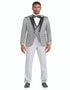 Mens Gray Tuxedo - Grey Wedding Suit-Mens Slim Fit One Button  Peak Lapel Tuxedo With Double Brested Vest In Silver Grey Plaid