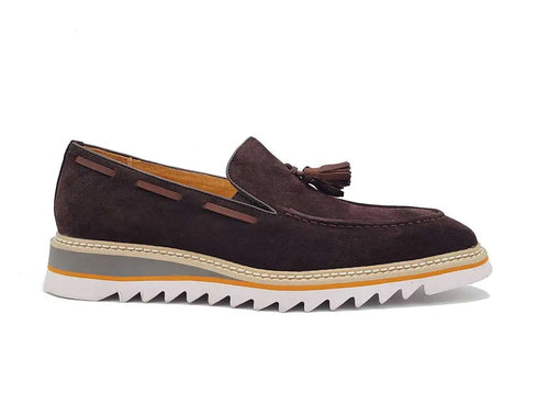 Venetian Suede Loafer with Calfskin Tassel Carrucci