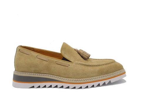 Venetian Suede Loafer with Calfskin Tassel Carrucci