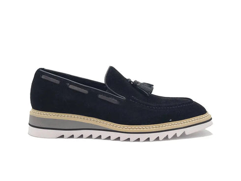 Venetian Suede Loafer with Calfskin Tassel Carrucci