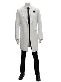 Mens White Velvet Victorian Tailcoat Tuxedo – Three Quarter Length Cutaway Stage And Wedding Jacket