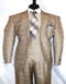 Plaid Suit For Summer - Khaki Color Suit - Camel Suit With Double Breasted Vest in Dark Tan Color