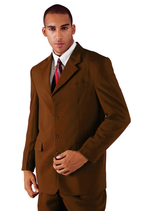 Mens 4 Button Polyester Fashion Suit in Brown