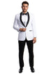 All White Mens Tuxedo -  Wedding Suit - Men's Skinny Fit One Button Shawl Prom Tuxedo In White