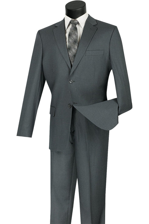 Mens 2 Button Wool Blend Pinstripe Suit in Grey