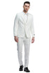 Men's Two Button Peak Lapel Summer Linen Style Beach Wedding Suit in White