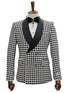 Double Breasted Tuxedo Suit  - Slim fitted Suit -  Black and White Suit - Shawl Collar