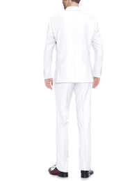 White Wedding Suit For Men - Perfect For Groom - Mens Basic Two Button Classic Fit Suit In White