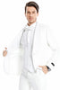 All White Mens Tuxedo -  Wedding Suit - Men's One Button Vested Wide Shawl Lapel Lace Style Paisley Prom & Wedding Tuxedo In White White Prom Tuxedos