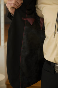 Mens Black Western Sport Suit with Elbow Patch Detail