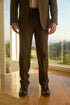 Western Style Brown Suit for Men – Refined Fit with Elbow Patch Accents