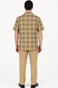 Beige Plaid Casual Shirt for Men – Everyday Comfort