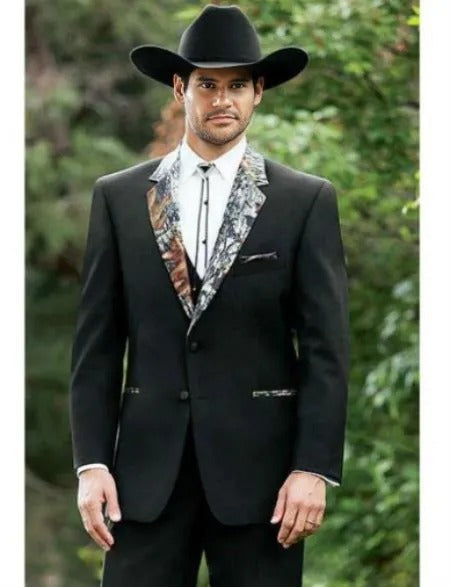 Western Tuxedo - Traje Para Hombre Novio - Cowboy Wedding Suit - Green and Brown Mix Pattern