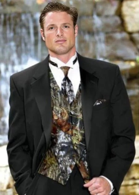 Western Tuxedo - Traje Para Hombre Novio - Cowboy Evening Suit - Green and Brown Mix Pattern