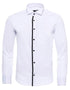Black Stripe Detailed White Men Tuxedo Shirt