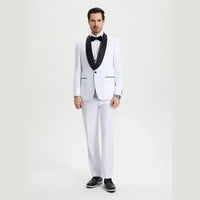 Stacy Adams 3pc Tuxedo Shawl Lapel, Snow White