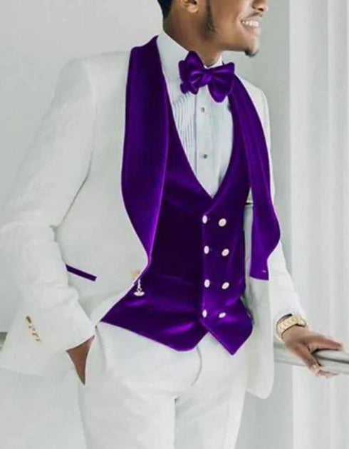 Purple Prom Suit - Purple Prom Outfit -White and Purple Prom  Tuxedo