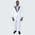 Men’s White Peak Lapel Tuxedo Set with Stones – 4 Pieces