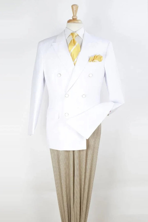 Mens Classic Fit Double Breasted White Sportcoat Blazer