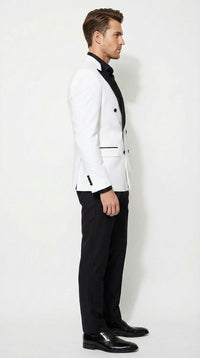White Double Breasted Blazer Tuxedo Dinner Jacket 