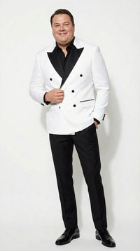 White Double Breasted Blazer Tuxedo Dinner Jacket 