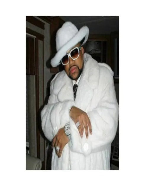 Joe Namath Fur Coat - Mens White Faux Coat