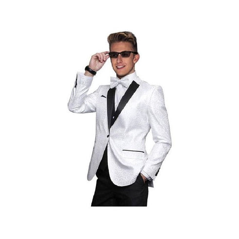 White One Button Floral Sateen Unique Paisley Sport Coat