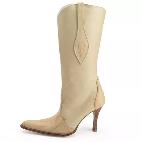 Los Altos Winter White Ostrich Leg Boot