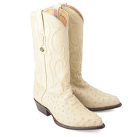 Los Altos Men's Winter White Genuine Full Quill Ostrich Boots