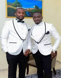 
Wyatt White One Button Bespoke Shawl Lapel Wedding Groomsmen Suits