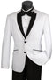 Mens 2 Buttton Slim Contrast Peak Lapel Side Vents Tuxedo in White