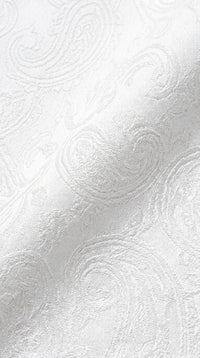 Marco Lorenzo Premium White Paisley 4 Piece Suit with Red Velvet Shawl Lapel and Matching Bow Tie