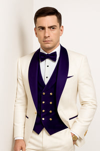 White and Purple tuxedo - Mens Wedding Suit