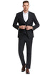 Men's One Button Peak Lapel Vested Bold Chalk Windowpane Plaid Suit In Black