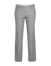 Light Grey Suit - Silver Gray Suit For Wedding - Mens Designer Two Button Slim Fit Peak lapel Smoke Windowpane Plaid Suit