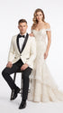 Men’s Ivory and Black Dinner Jacket, Formal Tuxedo Evening Jacket for Weddings and Prom