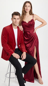 Men’s Red Velvet Big and Tall Blazer, Affordable Clearance Formal Sport Coat for Prom and Parties