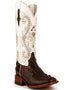 Ferrini Women's Rancher Square Toe Boots Crocodile Print - Chocolate and White