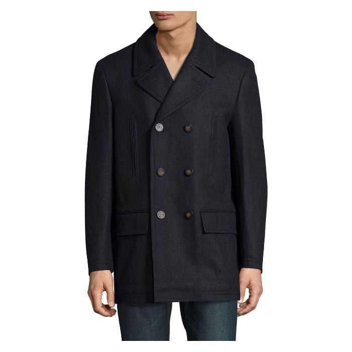 Wool-Blend Peacoat,navy overcoat