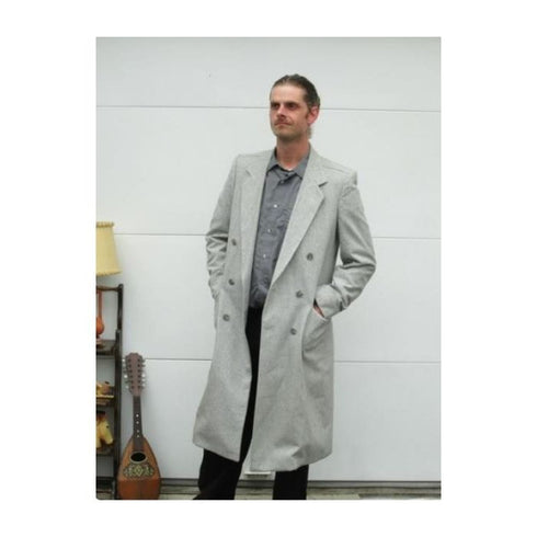 Wool Light Grey Double Breasted Overcoat