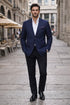 Wool Regular Fit Blazer Solid Color in Dark Navy