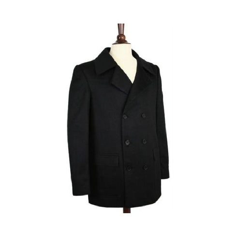 Wool pea coat Double Breasted Wrinkle-Resistant Broad Lapels