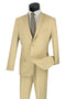 Mens Basic 2 Button Classic Fit Poplin Suit in Beige