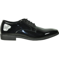 Bravo Mens Shiny Patent Plain Toe Tuxedo Dress Shoe in Black