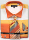 Men's Contrast Collar Wide Horizontal Stripe French Cuff Dress Shirt, Tie, & Hanky Set In Yellow